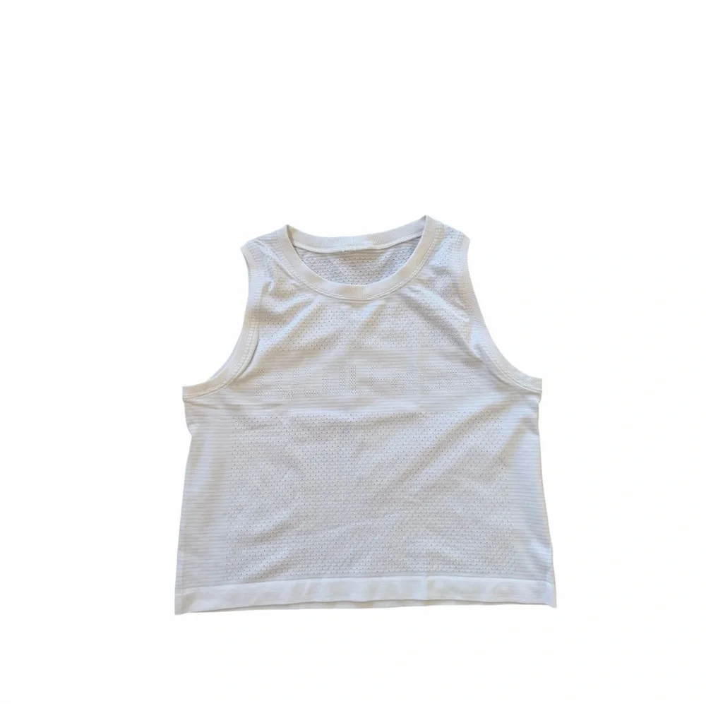 lululemon Logo Breeze By Muscle Crop Tank
Size 6- White - Picture 6 of 6